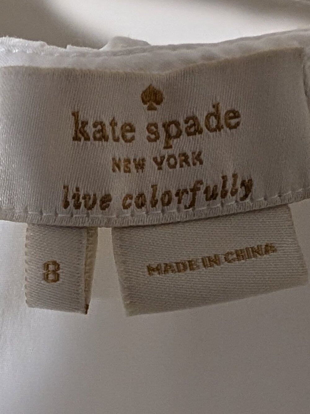 Kate Spade Live Colorfully Sleeveless Crew Ruffle Neck Blouse Sz 8 White - Picture 2 of 5